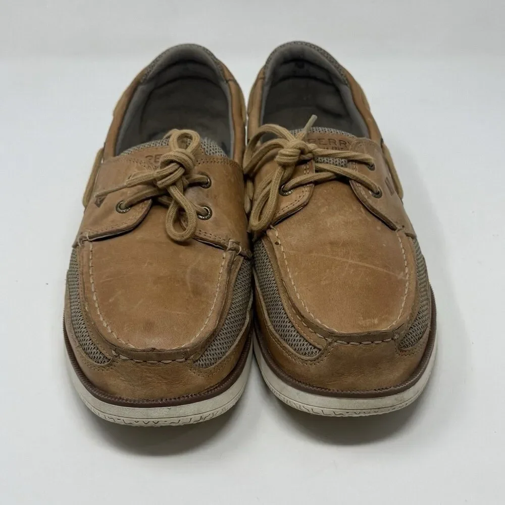 Sperry Top Sider Surveyor 2 Boat Shoes Mens 13 Brown Leather 2 Eye NO INSOLES